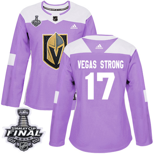 Adidas Golden Knights #17 Vegas Strong Purple Authentic Fights Cancer 2018 Stanley Cup Final Women's Stitched NHL Jersey